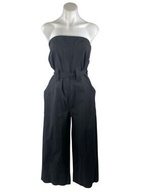 Hot & Delicious Black Strapless Tube Bandeau Belter Wide Leg Jumpsuit Romper M